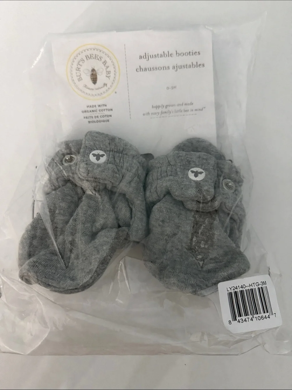 Burt's Bees Baby Heather Gray Organic Cotton Booties